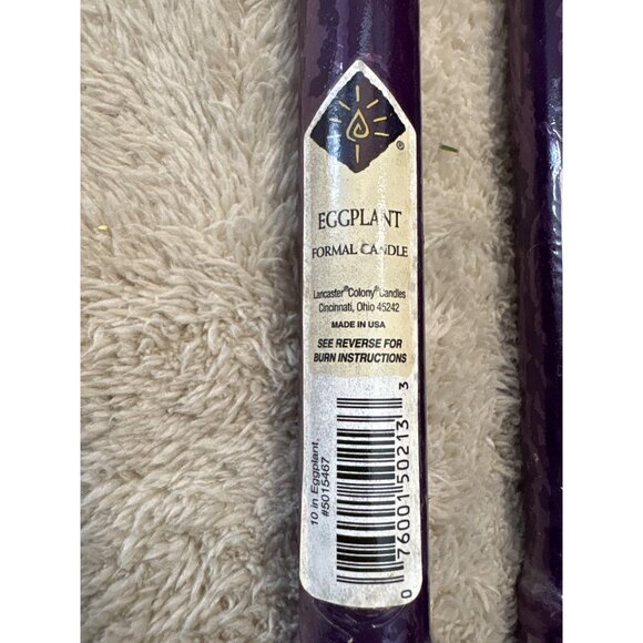 Eggplant Purple Formal Candles Taper 10" By Lancaster Colony Candle USA - Picture 2 of 7